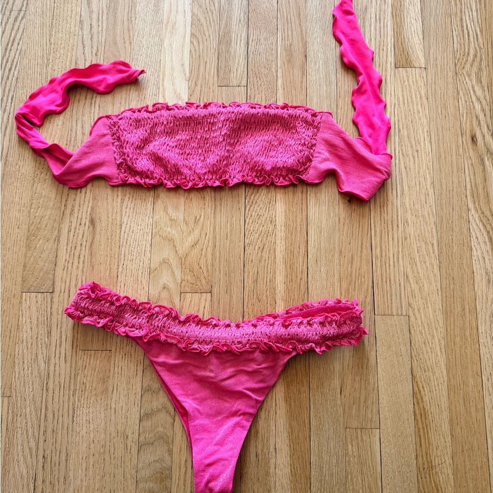 Pink Ruffled Bikini Set